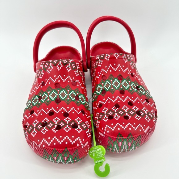 Crocs Baya Holiday Graphic Clog Red‎ Fair Isle Size M10 W12 Christmas Gift NWT - Picture 2 of 12